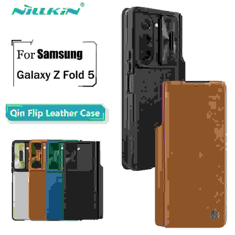 for Samsung Galaxy Z Fold 5 Case Nillkin Qin Pro Series PU Leather Back Cover for Samsung Galaxy Z Fold5 With S-Pen Pocket