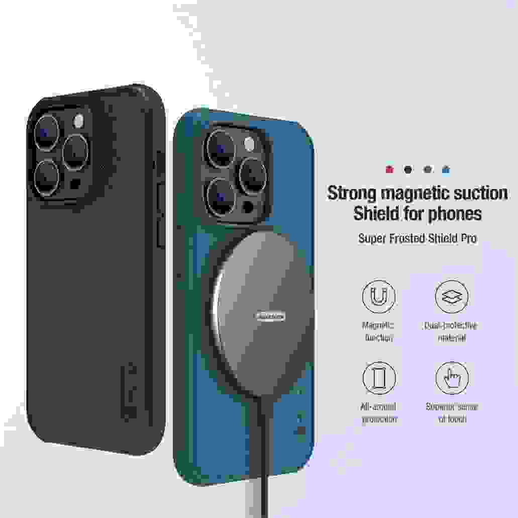 For MagSafe For iPhone 15 Pro /Pro Max Case Nillkin Frosted Shield Pro TPU Frame Magnetic Luxuly Cover For iPhone 15 /15 Plus