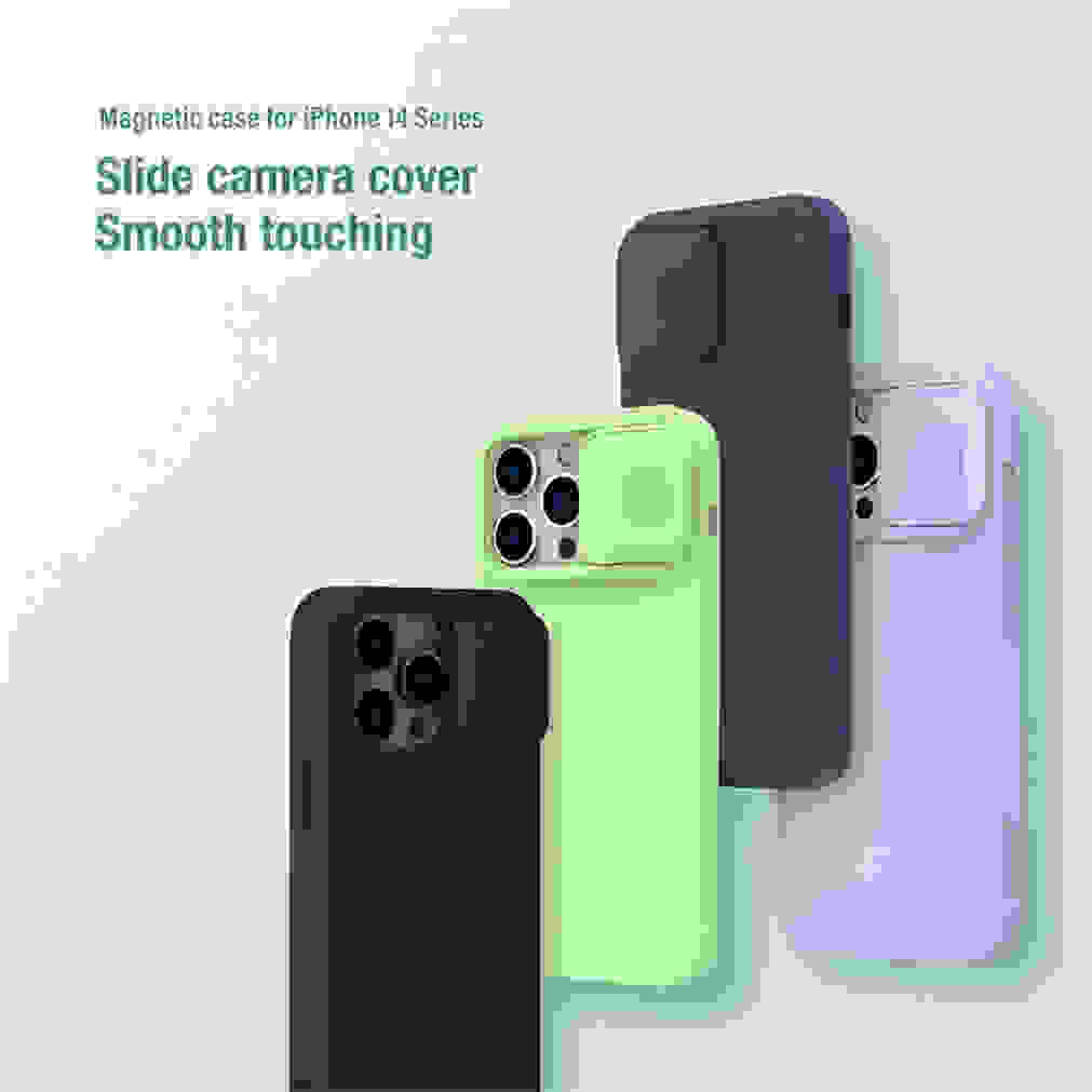 For MagSafe For iPhone 15 Pro /Pro Max NILLKIN Silky Magnetic Case Slide Camera Soft Silicone Back Cover For iPhone 15 /15 Plus