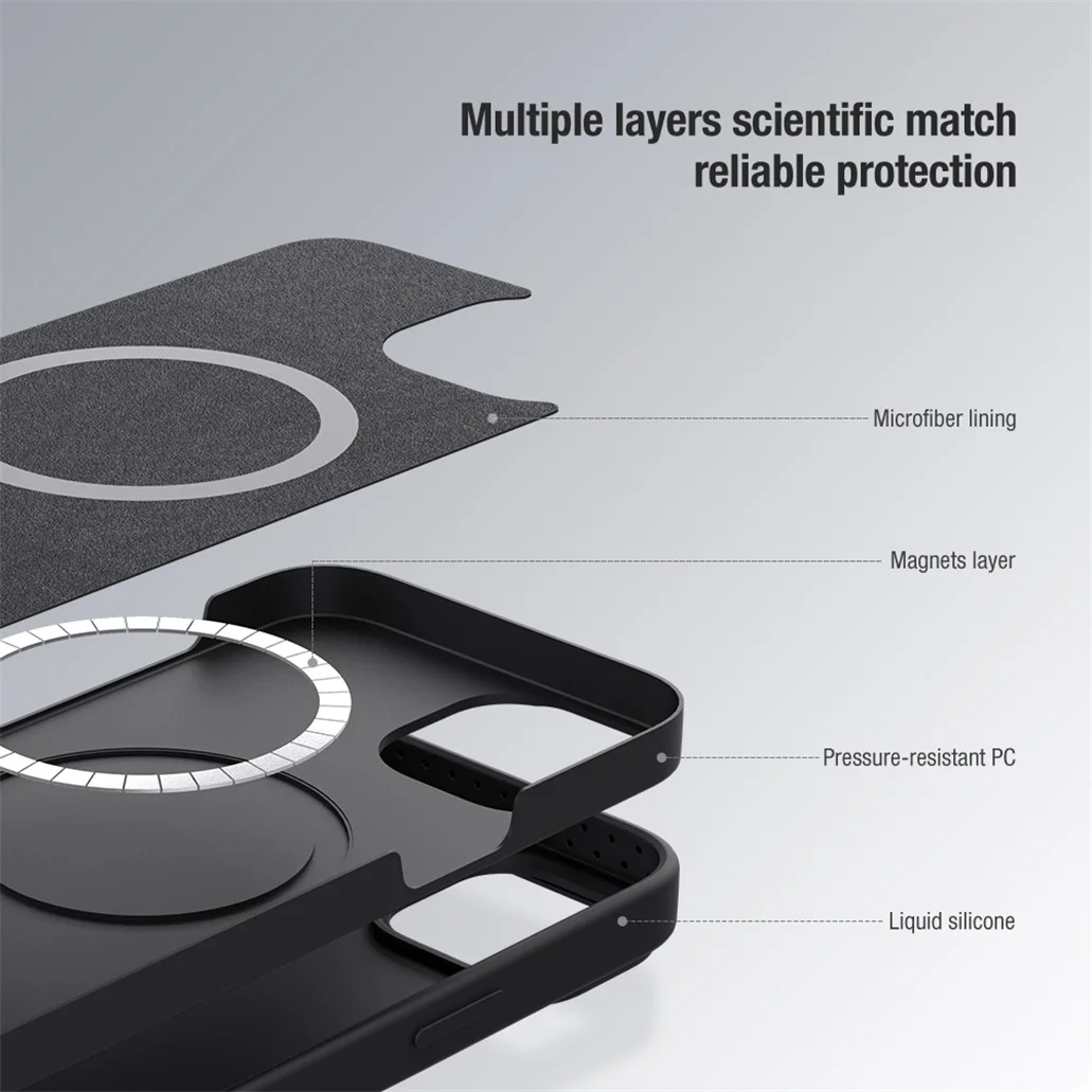 Чехол Nillkin Magnetic Silicone для iPhone 15, 15 Plus, 15 Pro, 15 Pro Max