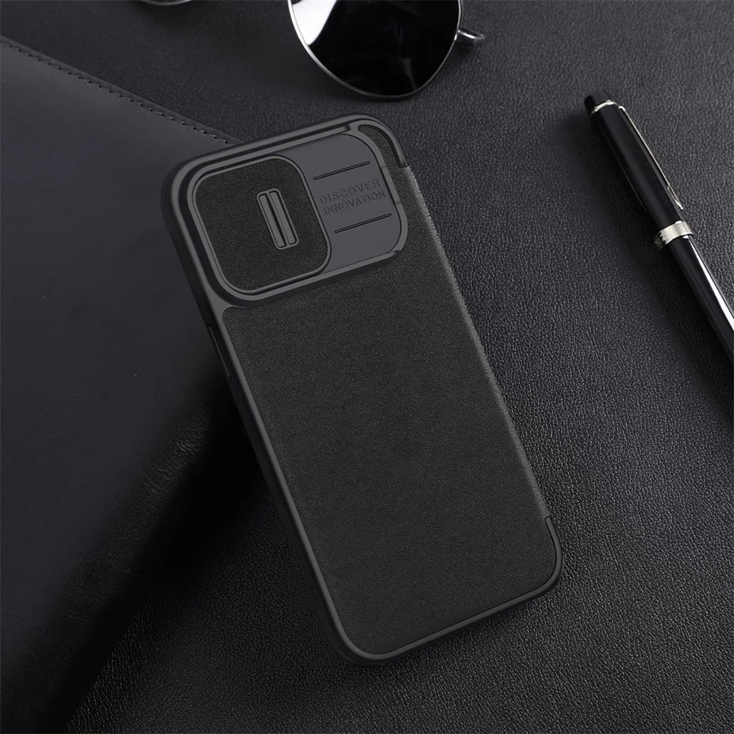 Чехол-книжка Nillkin Qin Pro со шторкой для iPhone 15, 15 Plus, 15 Pro,15 Pro Max