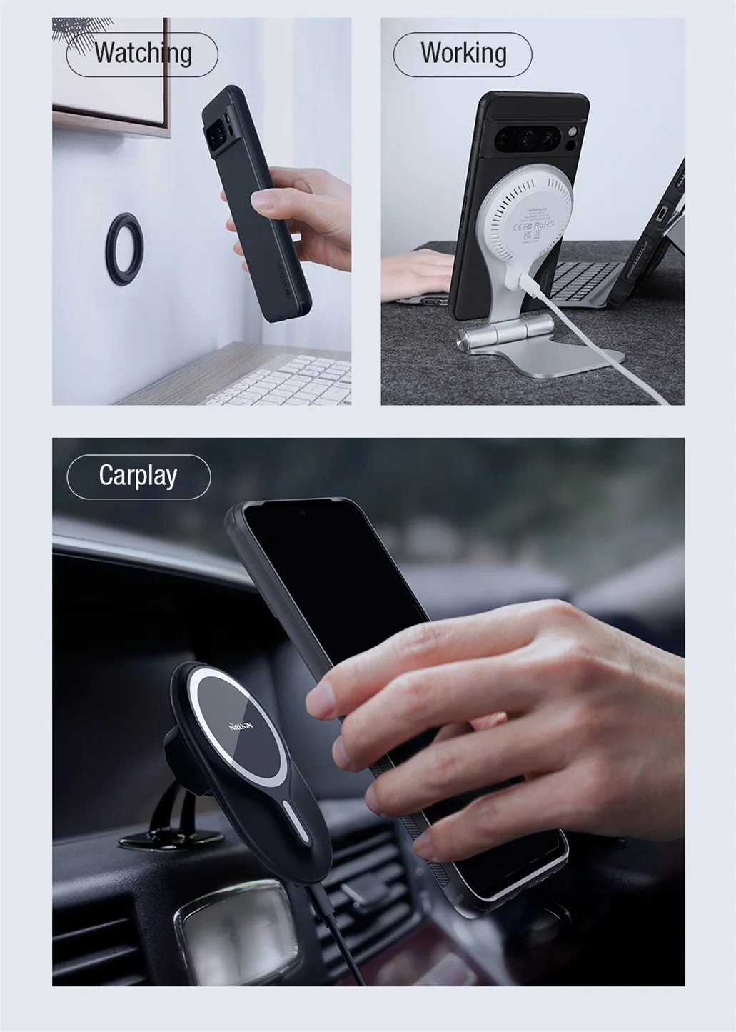 For Google Pixel 8 Pro MagSafe Case Nillkin Frosted Shield Pro Magnetic Case Wireless Charge TPU PC Back Cover For Google Pixel8