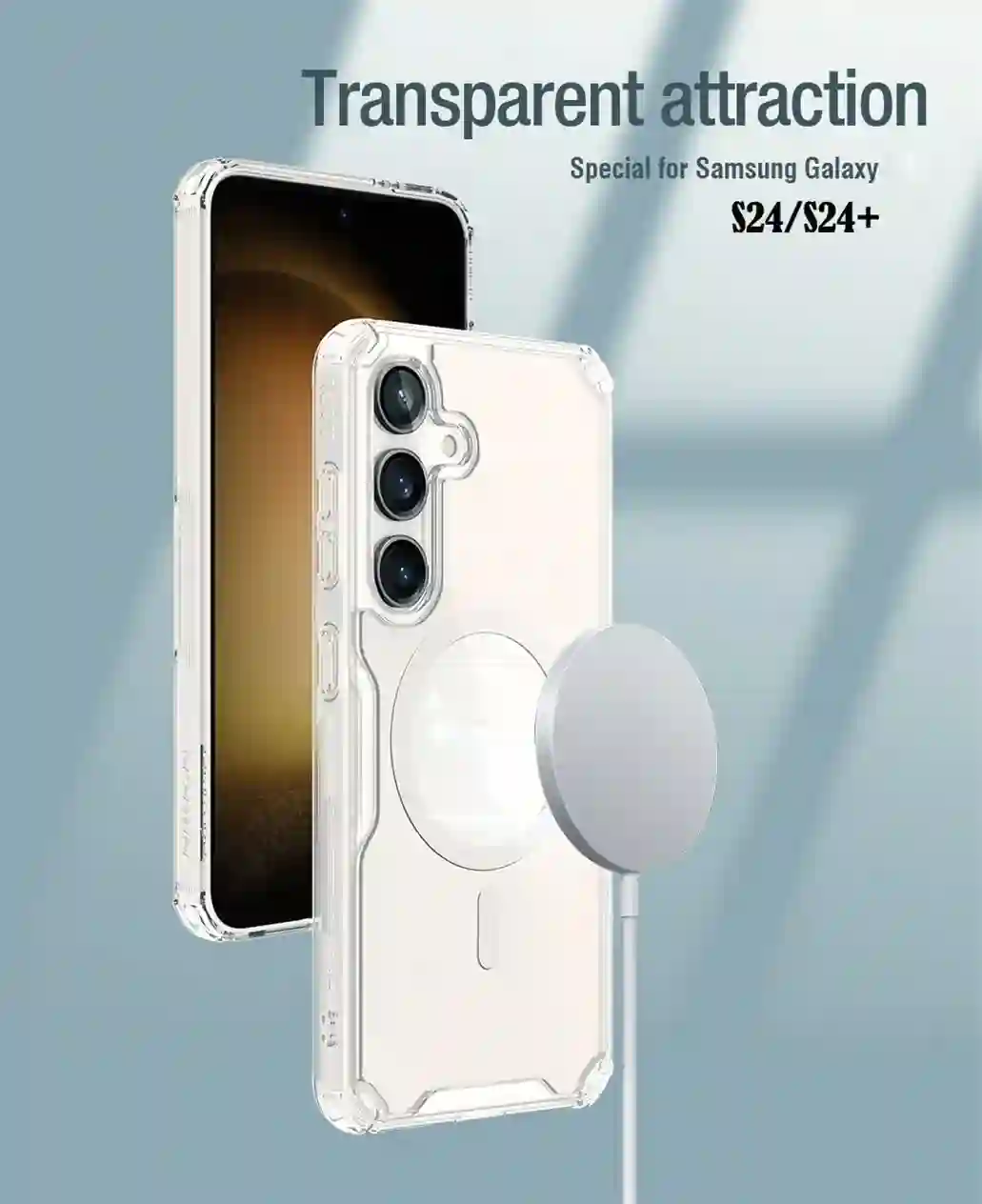 Nillkin For Samsung Galaxy S24 Ultra MagSafe Magnetic Case Nature Pro Transparent Clear TPU Frame Cover For Samsung S24+ Plus
