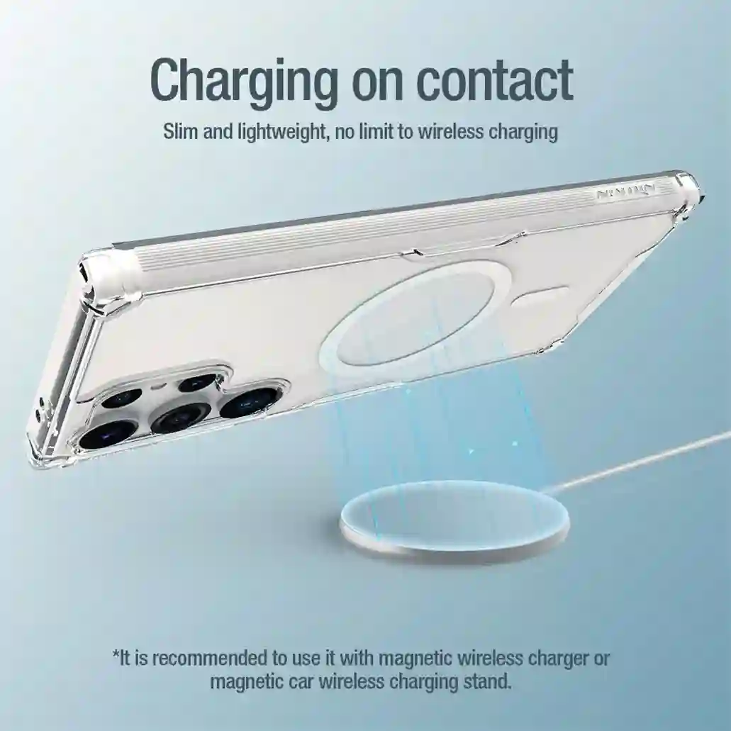 Nillkin For Samsung Galaxy S24 Ultra MagSafe Magnetic Case Nature Pro Transparent Clear TPU Frame Cover For Samsung S24+ Plus