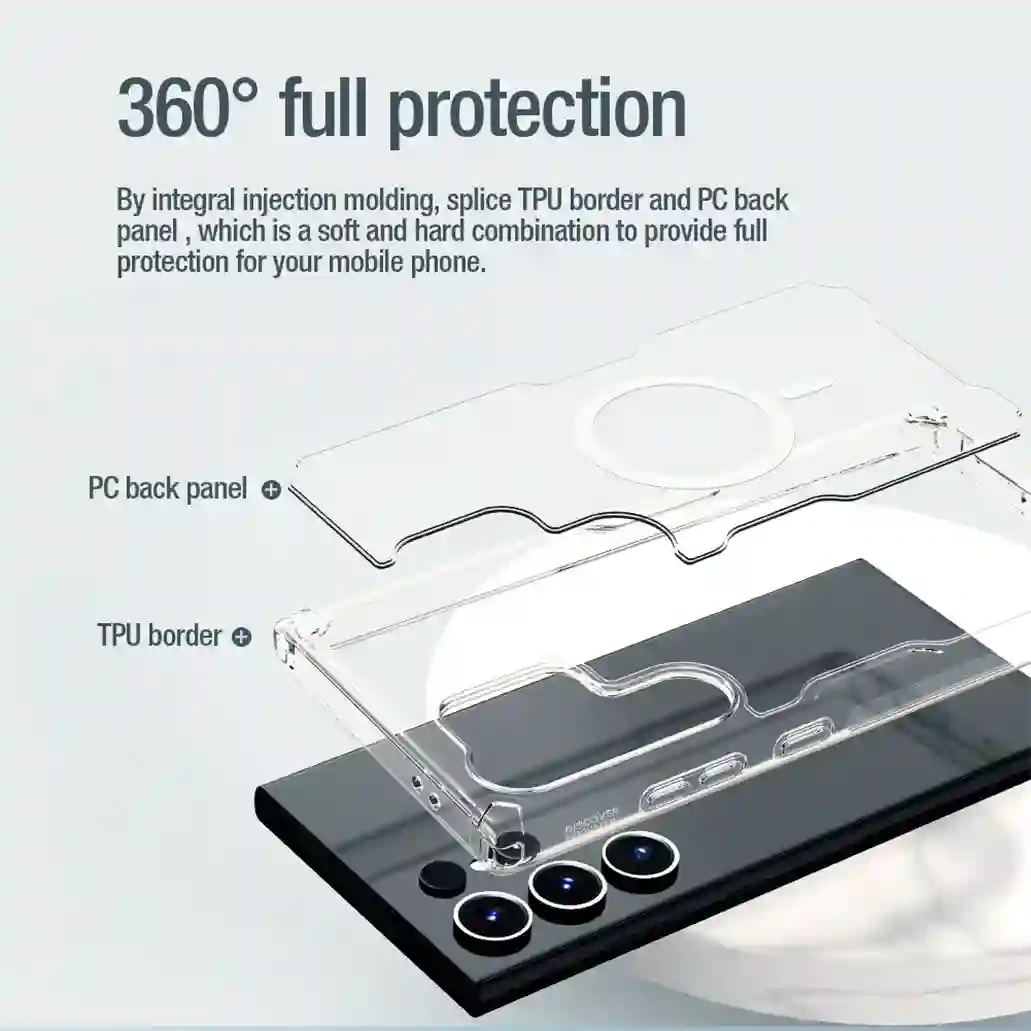Nillkin For Samsung Galaxy S24 Ultra MagSafe Magnetic Case Nature Pro Transparent Clear TPU Frame Cover For Samsung S24+ Plus