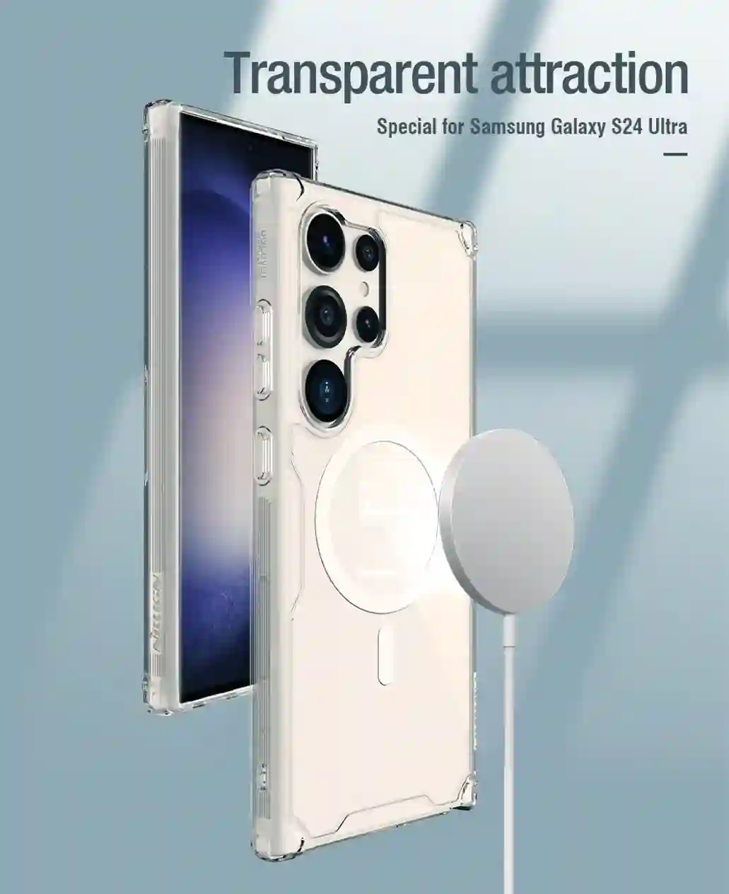 Nillkin For Samsung Galaxy S24 Ultra MagSafe Magnetic Case Nature Pro Transparent Clear TPU Frame Cover For Samsung S24+ Plus