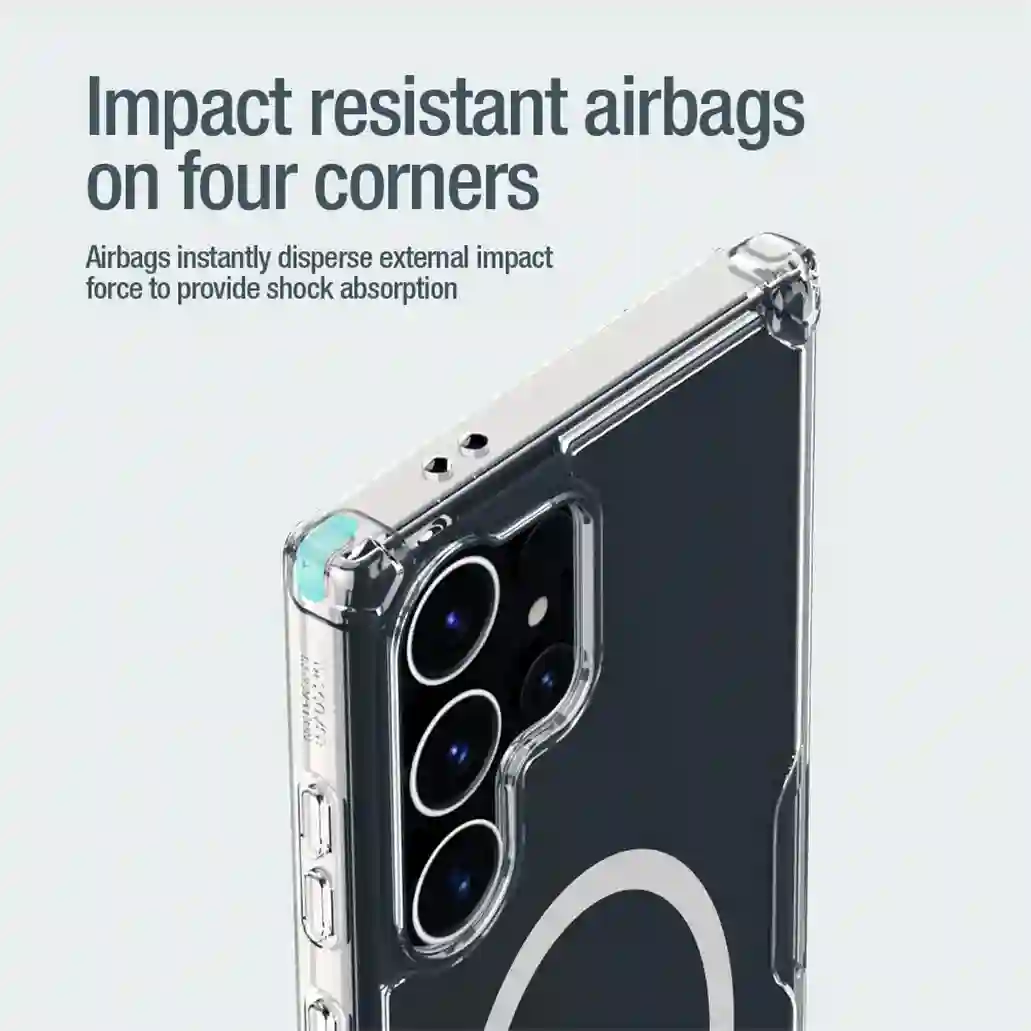 Nillkin For Samsung Galaxy S24 Ultra MagSafe Magnetic Case Nature Pro Transparent Clear TPU Frame Cover For Samsung S24+ Plus