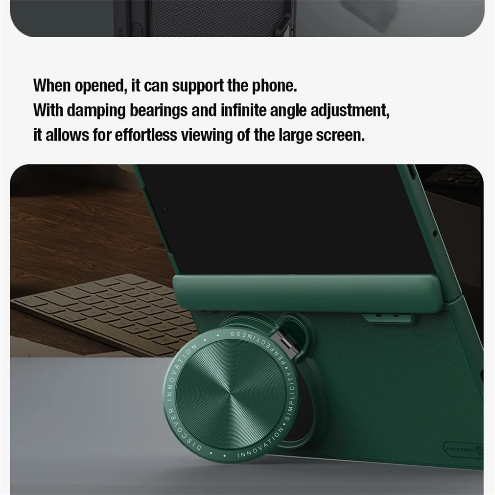 For OnePlus Open Case NILLKIN Frosted Shield Prop Camera Cover Flip-style Lens Phone Holder 180°Folding Cover For One Plus Open