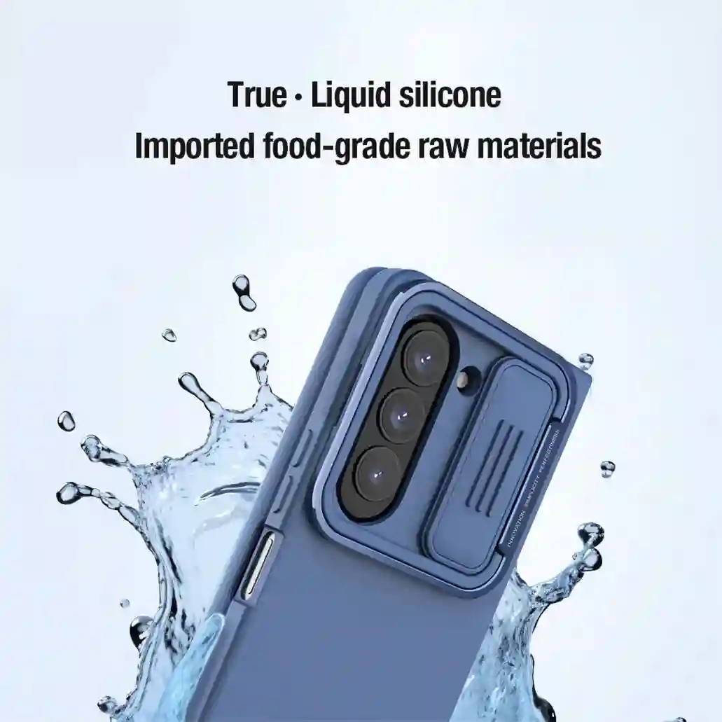 For Samsung Galaxy Z Fold 5 5G Case NILLKIN Silky Silicone Shockproof Slide Camera Cover For Samsung Z Fold5 With Foldable Stand