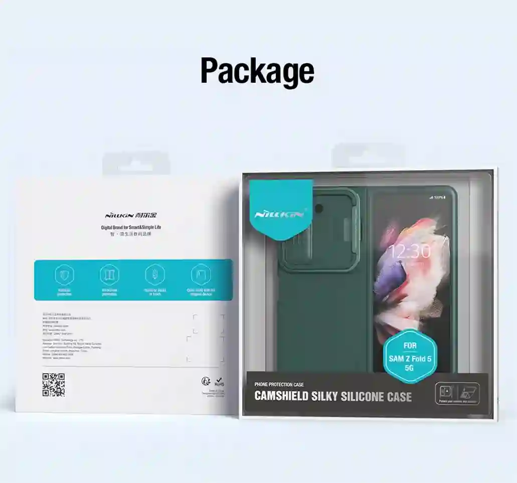 For Samsung Galaxy Z Fold 5 5G Case NILLKIN Silky Silicone Shockproof Slide Camera Cover For Samsung Z Fold5 With Foldable Stand