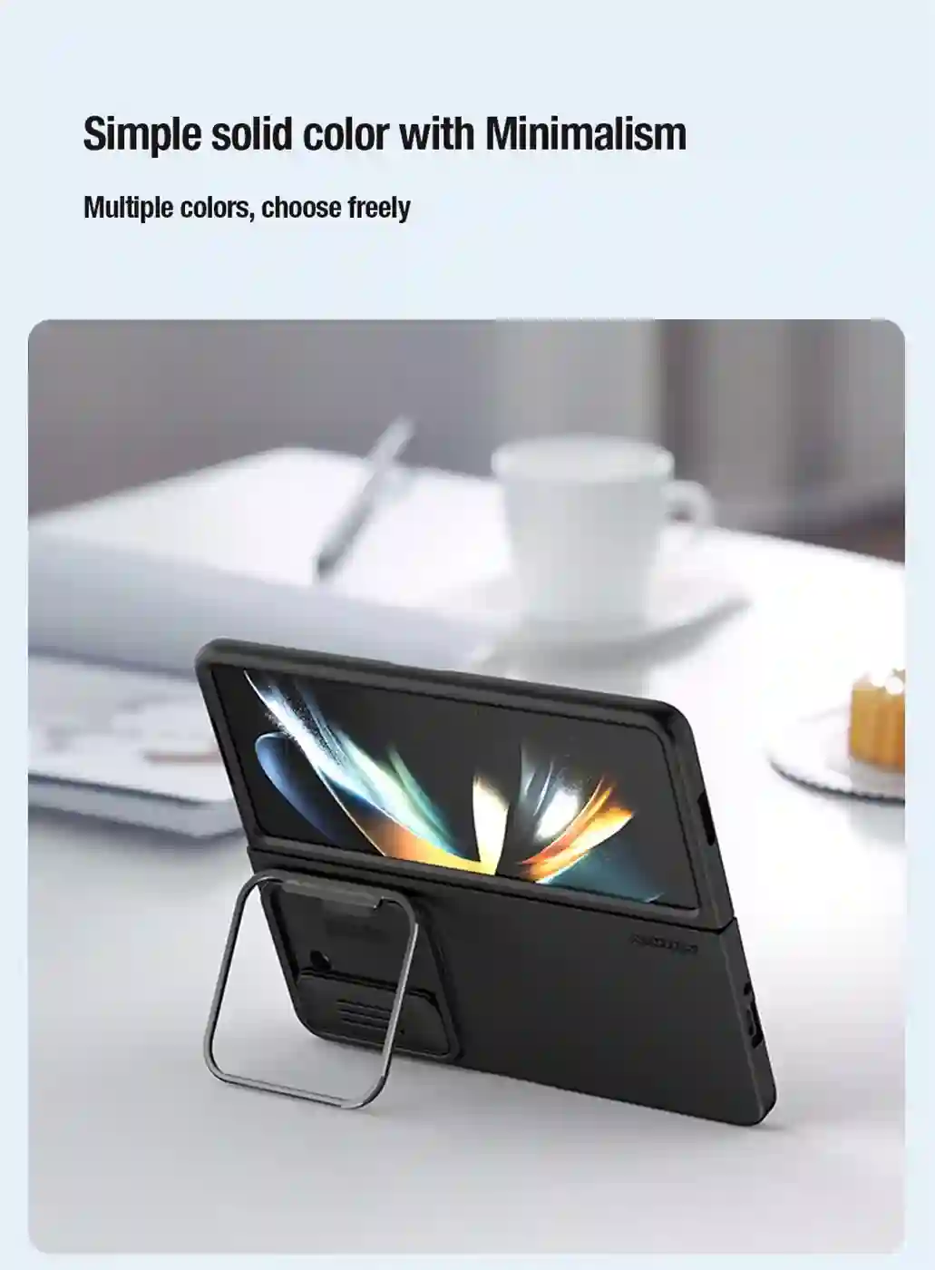 For Samsung Galaxy Z Fold 5 5G Case NILLKIN Silky Silicone Shockproof Slide Camera Cover For Samsung Z Fold5 With Foldable Stand