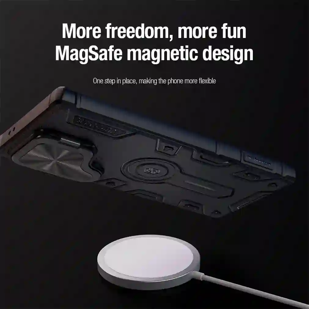 For Samsung Galaxy S24 Ultra MagSafe Case Magnetic Charging NILLKIN Armor Prop Foldable Stand Camera Cover For Samsung S24Ultra