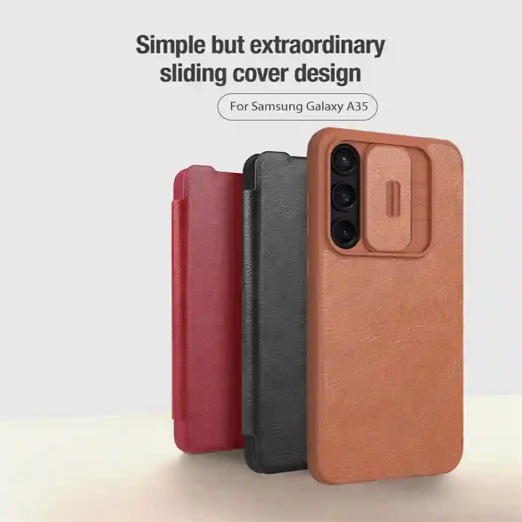 For Samsung Galaxy A35 Flip Case Nillkin QIN Pro Leather Cover Slide Camera Card Pocket Book Cover For Samsung A35 Phone Bags