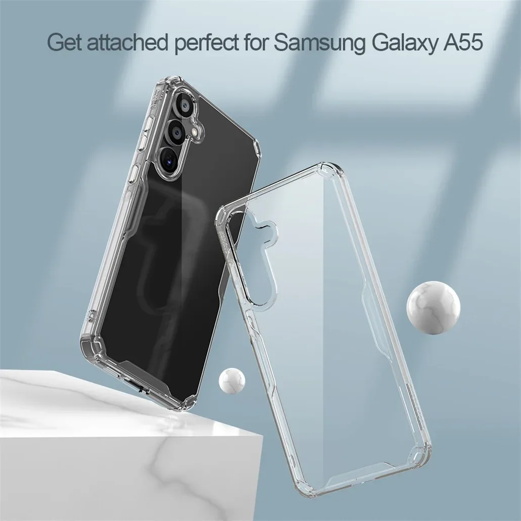 Nillkin For Samsung Galaxy A55 Case Nature Pro Transparent Clear TPU Frame Shockproof Protection Back Cover For Samsung A55 5G