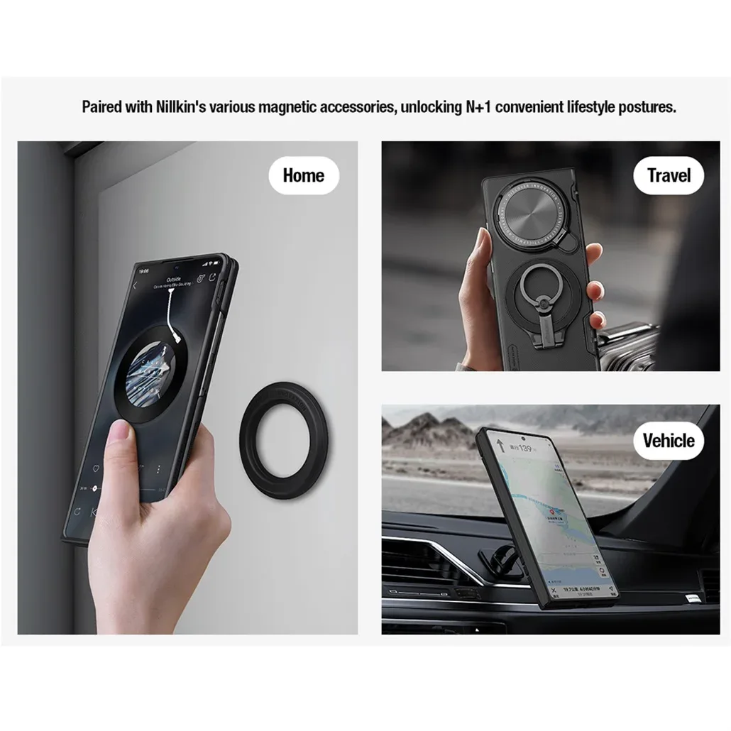 For Vivo X Fold 3 Pro MagSafe Case NILLKIN Frosted Shield Prop Magnetic Case Camera Cover Holder Folding Cover For X Fold3 Pro