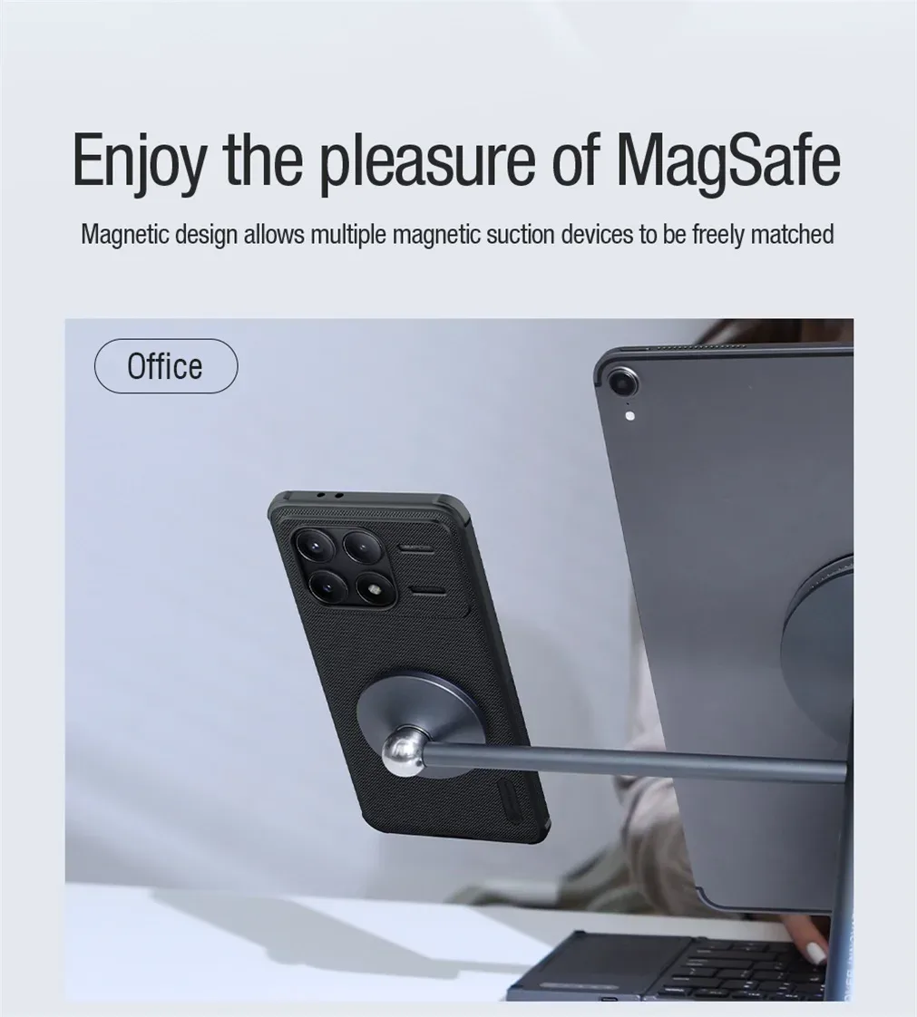 For Xiaomi Poco F6 Pro MagSafe Case Nillkin Frosted Shield Pro Shockproof Magnetic Case TPU Frame PC Back Cover For Poco F6 Pro