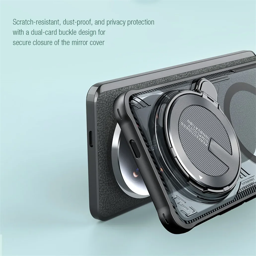 MagSafe Case For Xiaomi 14 Ultra NILLKIN Iceblade Prop Clear Magnetic Case Flip-style Holder Camera Cover For Xiaomi Mi 14 Ultra