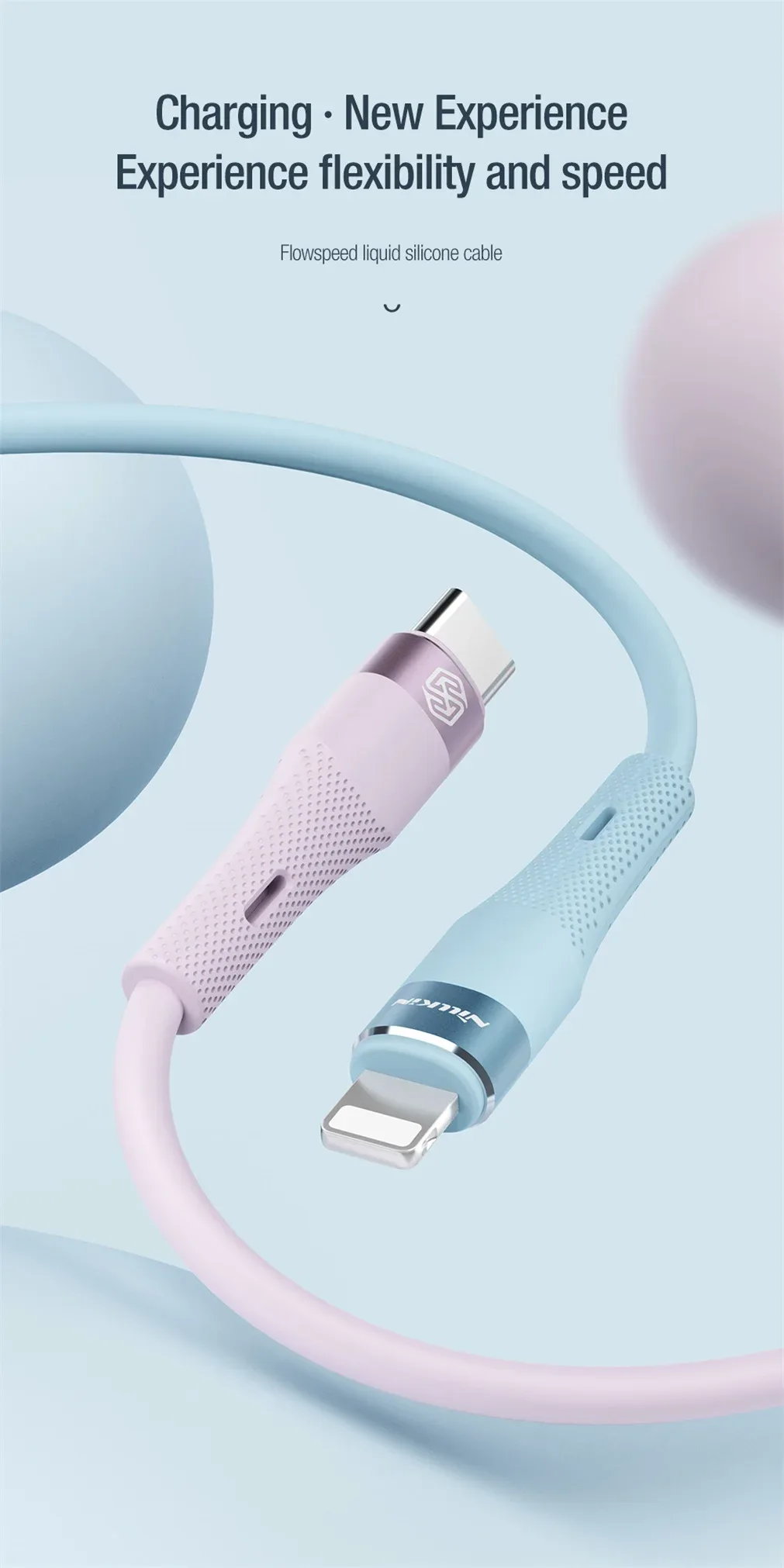NILLKIN Silicone Cable Type C To Lightning PD 27W Fast Charging Transmission For iPhone 14 13 12 Pro Max 1.2m USB C Data Cable