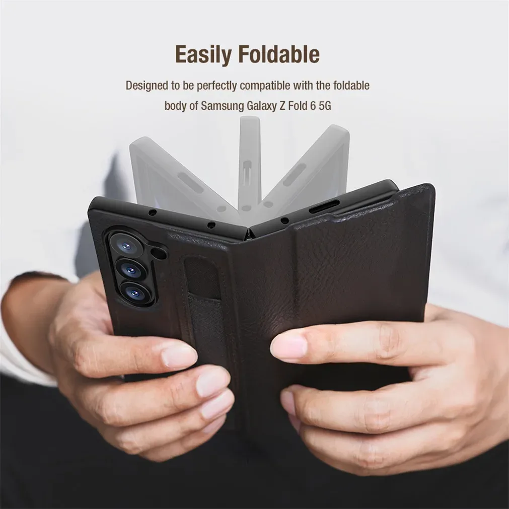 Кожаный чехол-книжка Nillkin Aoge для Samsung Galaxy Z Fold 6 5G с отделением для карт и стилуса