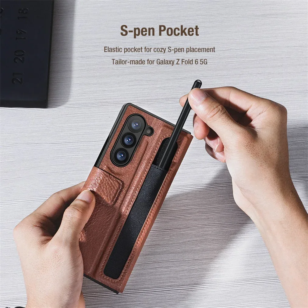 Кожаный чехол-книжка Nillkin Aoge для Samsung Galaxy Z Fold 6 5G с отделением для карт и стилуса