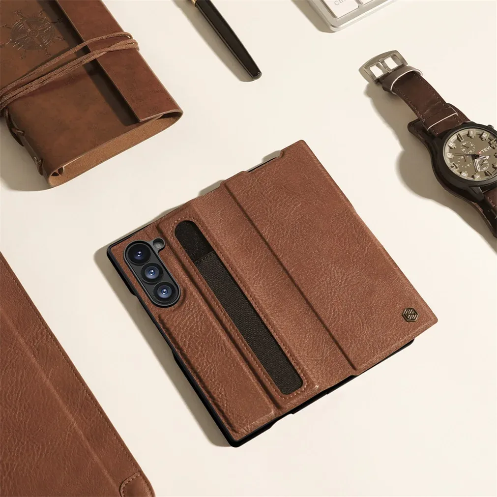 Кожаный чехол-книжка Nillkin Aoge для Samsung Galaxy Z Fold 6 5G с отделением для карт и стилуса