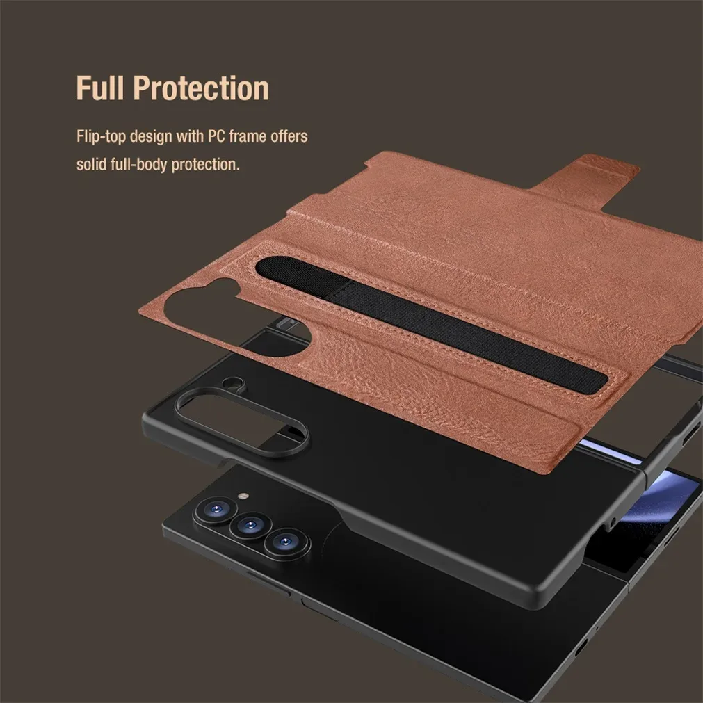 Кожаный чехол-книжка Nillkin Aoge для Samsung Galaxy Z Fold 6 5G с отделением для карт и стилуса