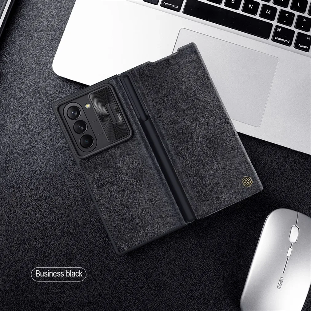 For Samsung Galaxy Z Fold 6 5G Flip Case Nillkin QIN Pro Leather Cover Slide Camera Book Cover For Samsung Z Fold6 With Pen Slot