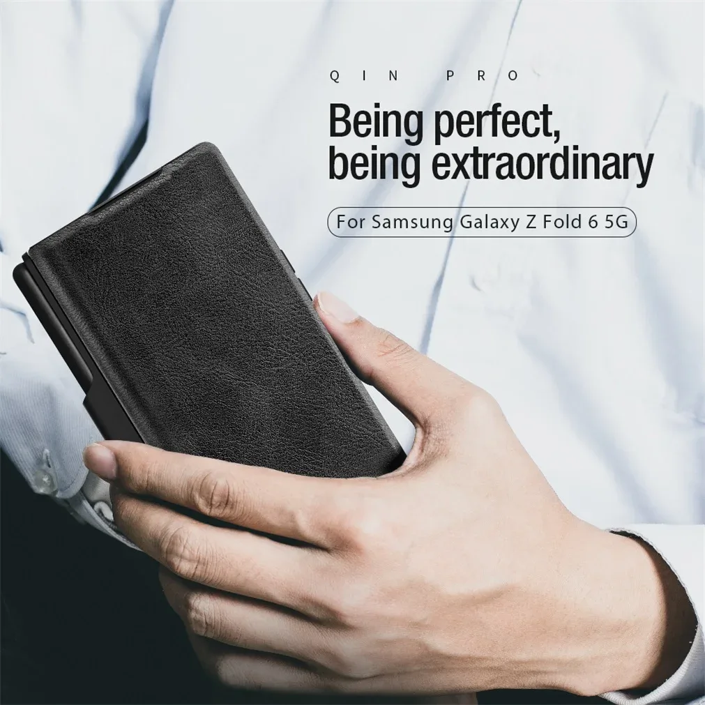 For Samsung Galaxy Z Fold 6 5G Flip Case Nillkin QIN Pro Leather Cover Slide Camera Book Cover For Samsung Z Fold6 With Pen Slot