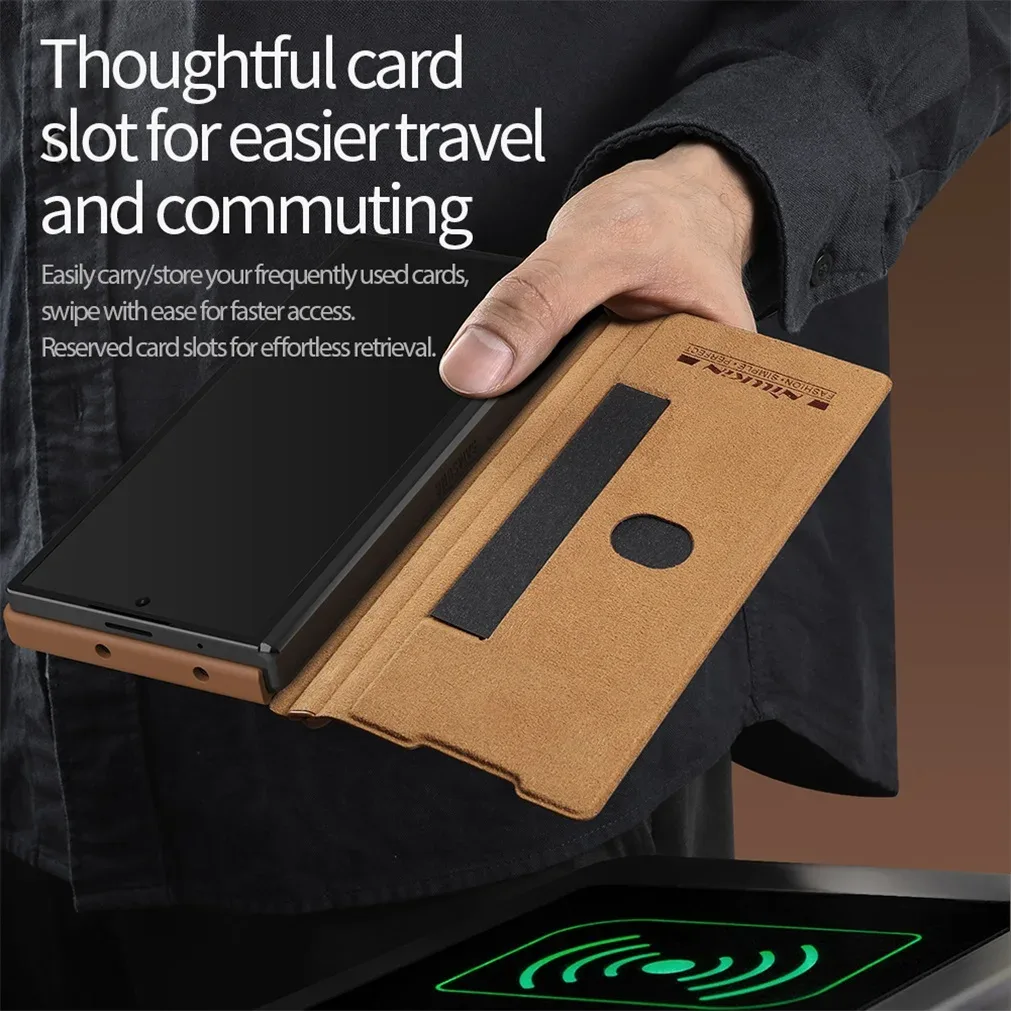 For Samsung Galaxy Z Fold 6 5G Flip Case Nillkin QIN Pro Leather Cover Slide Camera Book Cover For Samsung Z Fold6 With Pen Slot