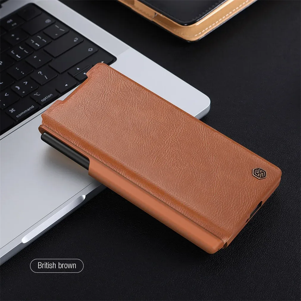 For Samsung Galaxy Z Fold 6 5G Flip Case Nillkin QIN Pro Leather Cover Slide Camera Book Cover For Samsung Z Fold6 With Pen Slot