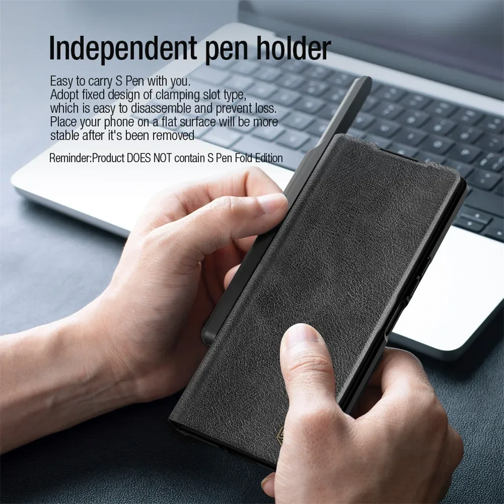 For Samsung Galaxy Z Fold 6 5G Flip Case Nillkin QIN Pro Leather Cover Slide Camera Book Cover For Samsung Z Fold6 With Pen Slot