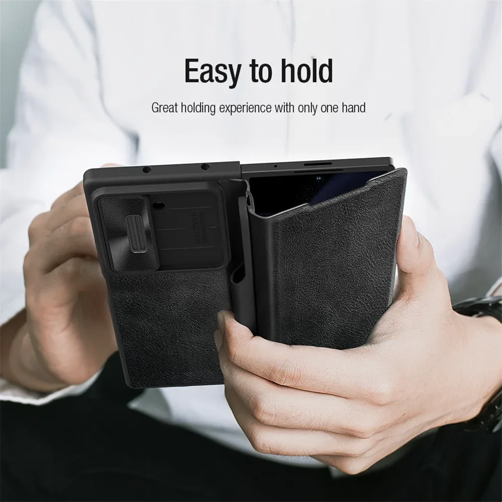 For Samsung Galaxy Z Fold 6 5G Flip Case Nillkin QIN Pro Leather Cover Slide Camera Book Cover For Samsung Z Fold6 With Pen Slot