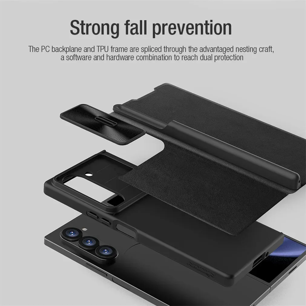 For Samsung Galaxy Z Fold 6 5G Flip Case Nillkin QIN Pro Leather Cover Slide Camera Book Cover For Samsung Z Fold6 With Pen Slot