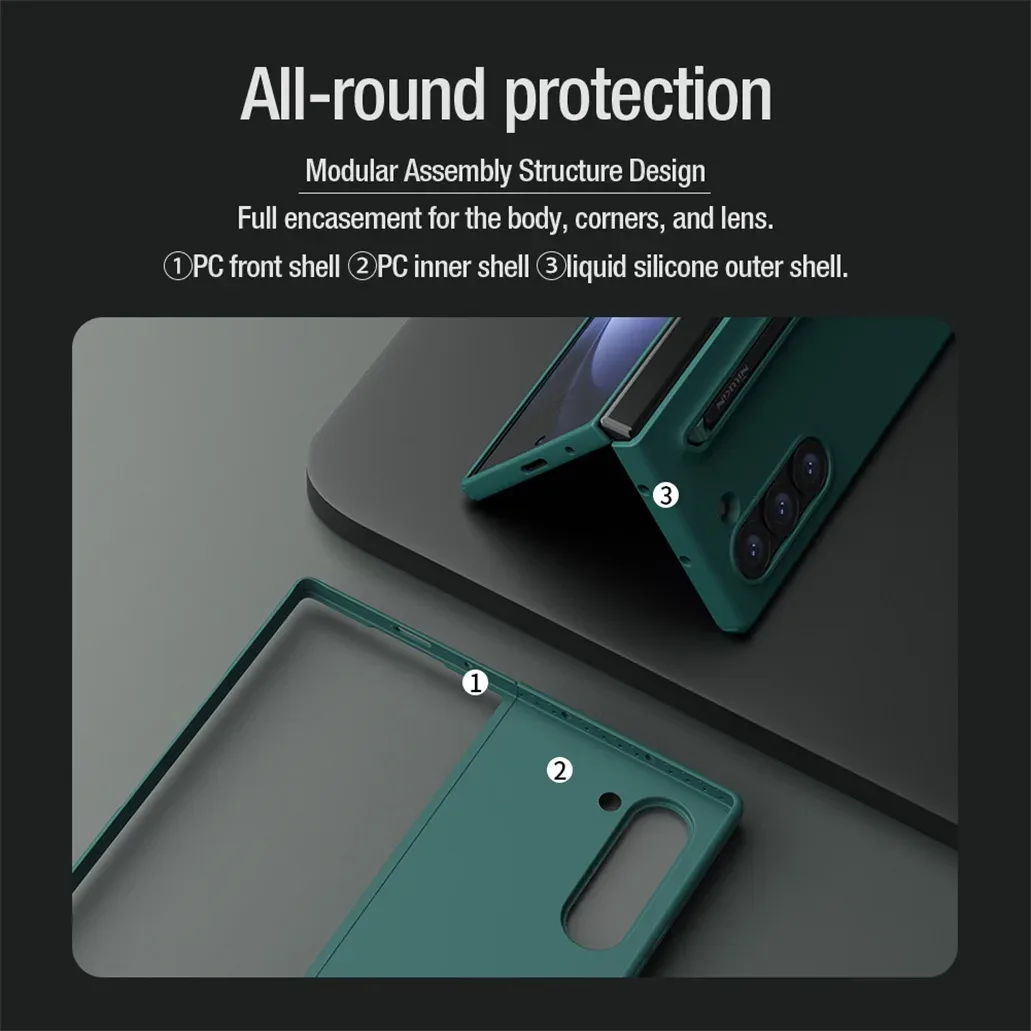 For Samsung Galaxy Z Fold 6 5G Case With S Pen NILLKIN Flex Pure Fold Case Soft liquid Silicone Back Cover For Samsung Z Fold6