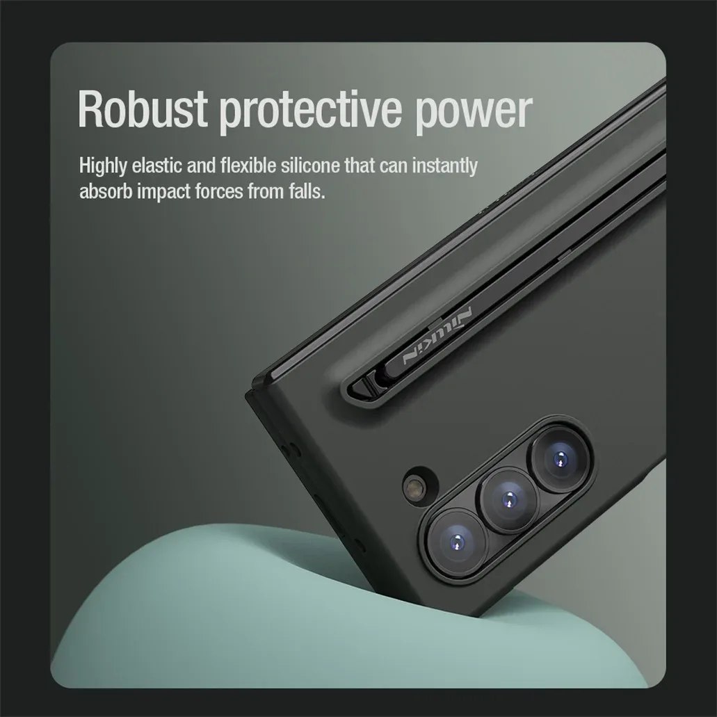 For Samsung Galaxy Z Fold 6 5G Case With S Pen NILLKIN Flex Pure Fold Case Soft liquid Silicone Back Cover For Samsung Z Fold6