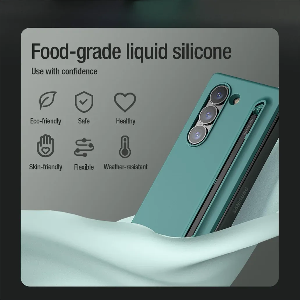 For Samsung Galaxy Z Fold 6 5G Case With S Pen NILLKIN Flex Pure Fold Case Soft liquid Silicone Back Cover For Samsung Z Fold6