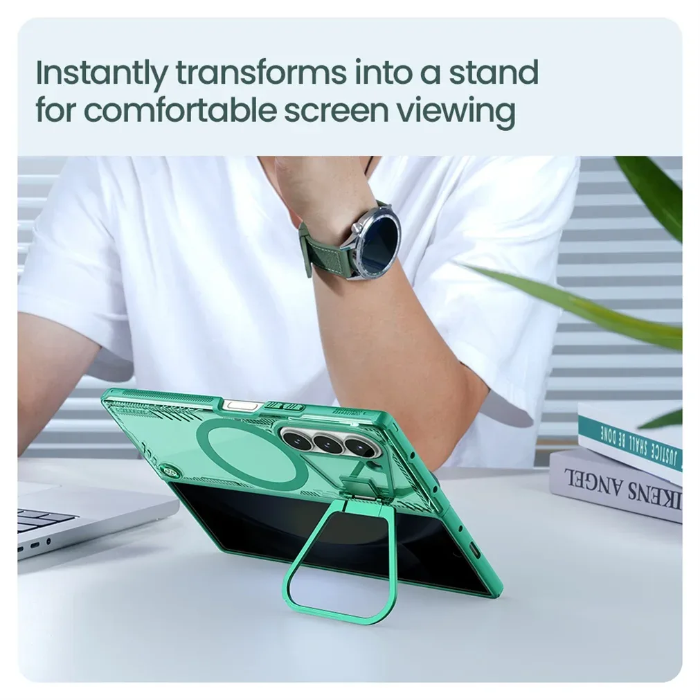 For Samsung Galaxy Z Fold 6 5G MagSafe Transparent Case NILLKIN Iceblade Fold Clear Magnetic Case For Z Fold6 With Metal Stand