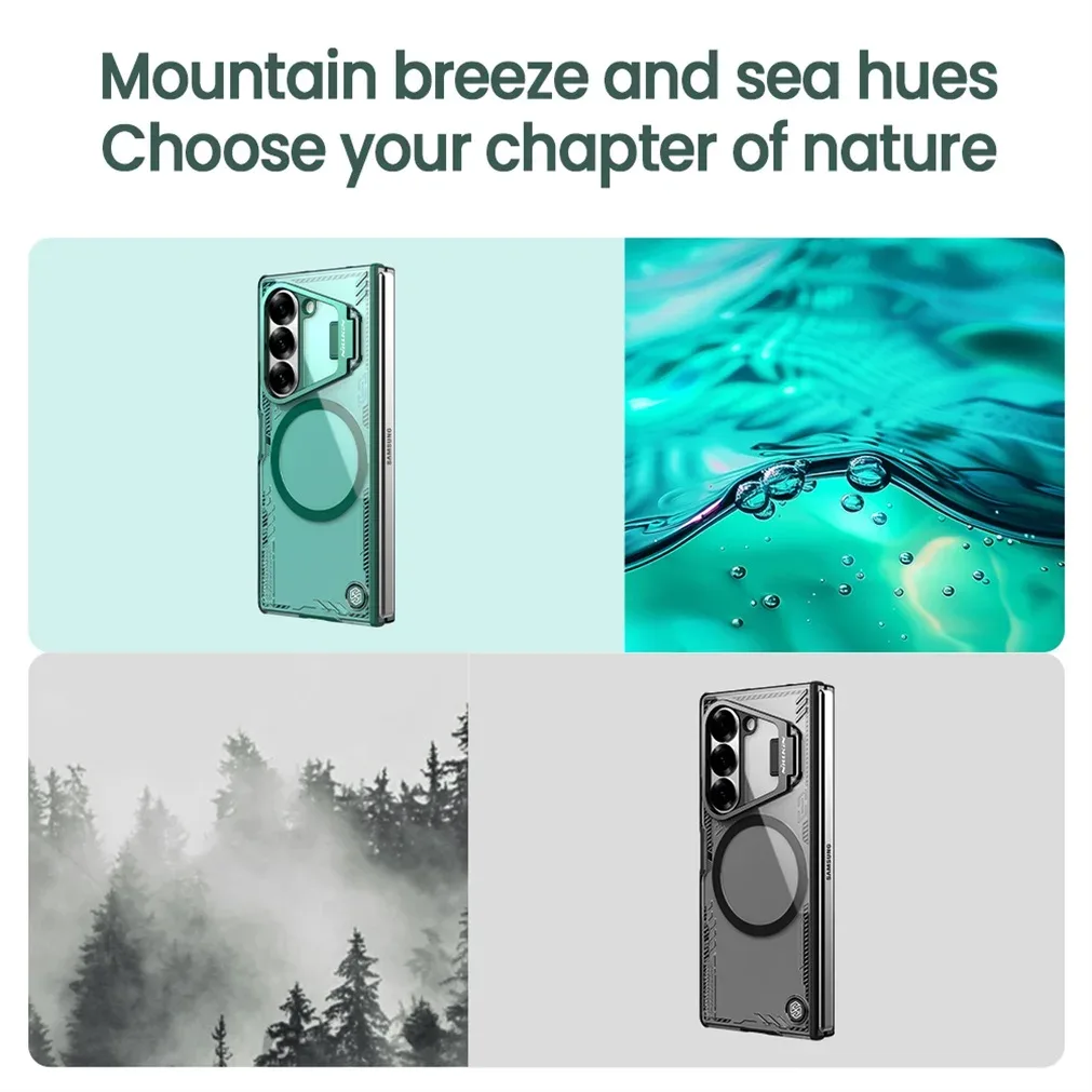 For Samsung Galaxy Z Fold 6 5G MagSafe Transparent Case NILLKIN Iceblade Fold Clear Magnetic Case For Z Fold6 With Metal Stand