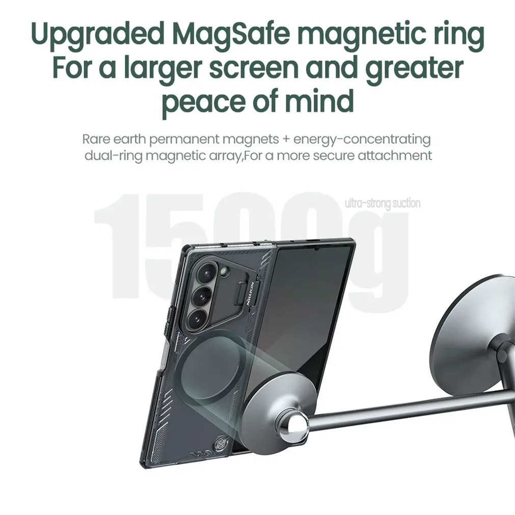For Samsung Galaxy Z Fold 6 5G MagSafe Transparent Case NILLKIN Iceblade Fold Clear Magnetic Case For Z Fold6 With Metal Stand