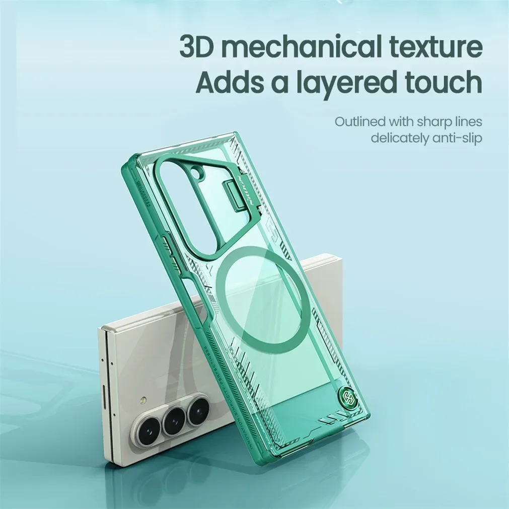 For Samsung Galaxy Z Fold 6 5G MagSafe Transparent Case NILLKIN Iceblade Fold Clear Magnetic Case For Z Fold6 With Metal Stand