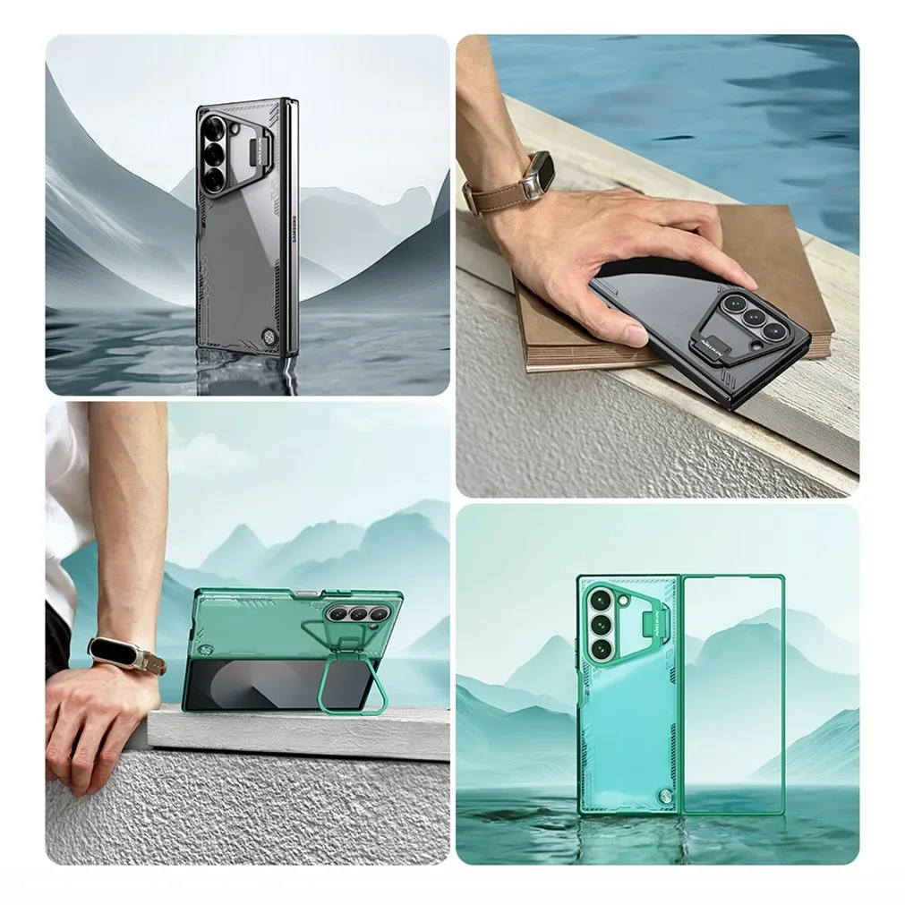 Transparent Case For Samsung Galaxy Z Fold 6 5G NILLKIN Iceblade Fold Eco-friendly Materials For Z Fold6 Cover With Metal Stand