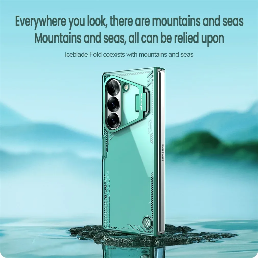 Transparent Case For Samsung Galaxy Z Fold 6 5G NILLKIN Iceblade Fold Eco-friendly Materials For Z Fold6 Cover With Metal Stand