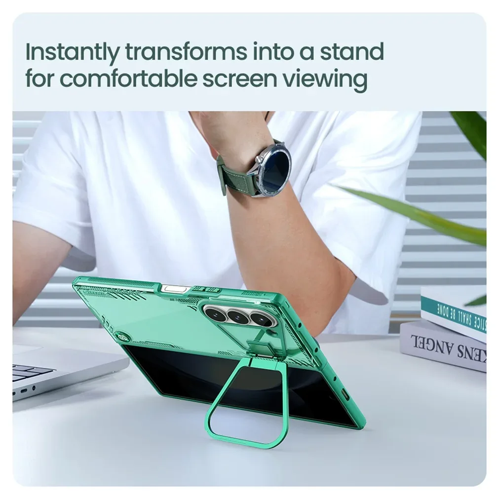 Transparent Case For Samsung Galaxy Z Fold 6 5G NILLKIN Iceblade Fold Eco-friendly Materials For Z Fold6 Cover With Metal Stand
