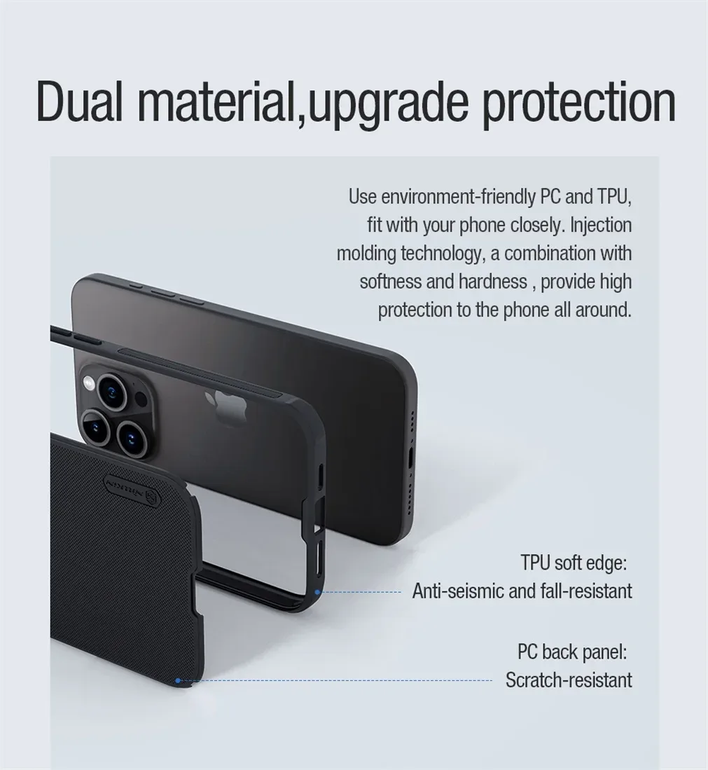 For iPhone 16 Pro /Pro Max MagSafe Case Nillkin Frosted Shield Pro Magnetic Case Soft TPU Frame PC Cover For iPhone 16 / 16 Plus