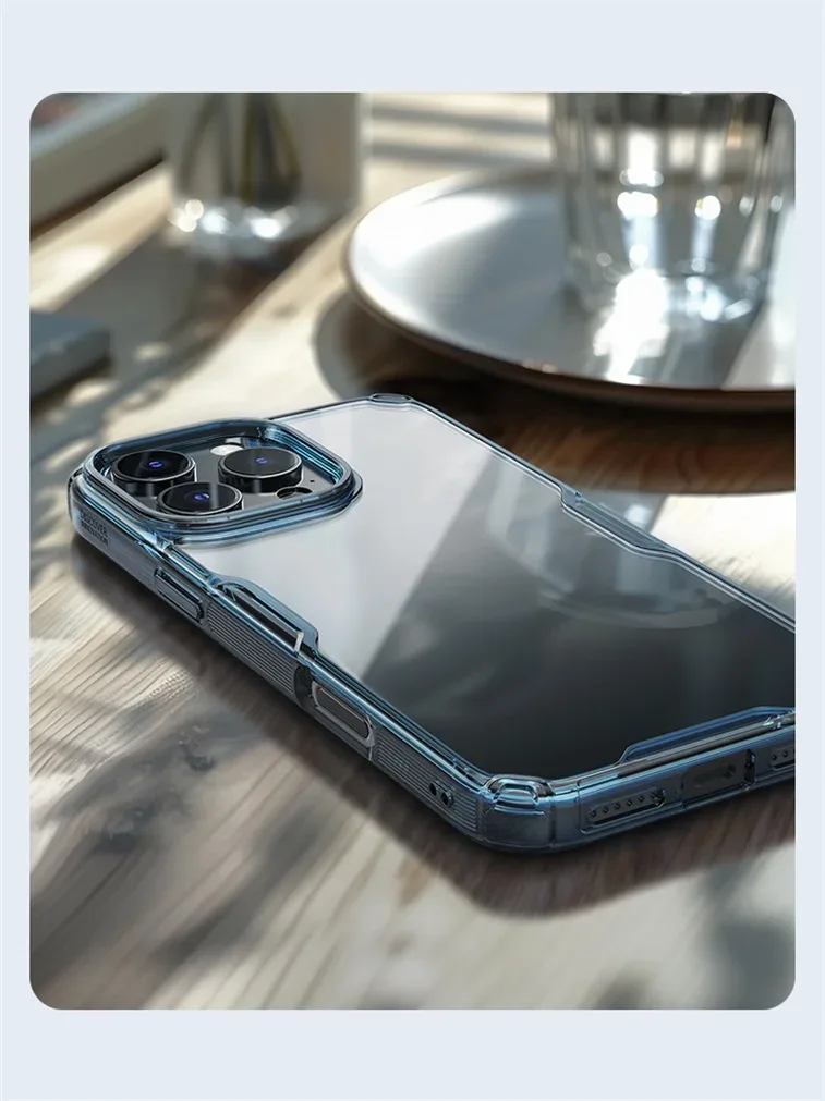 Nillkin For iPhone 16 Pro Max Case Nature Pro Transparent Clear Soft TPU Frame Protection Back Cover For iPhone 16 Pro / 16 Plus