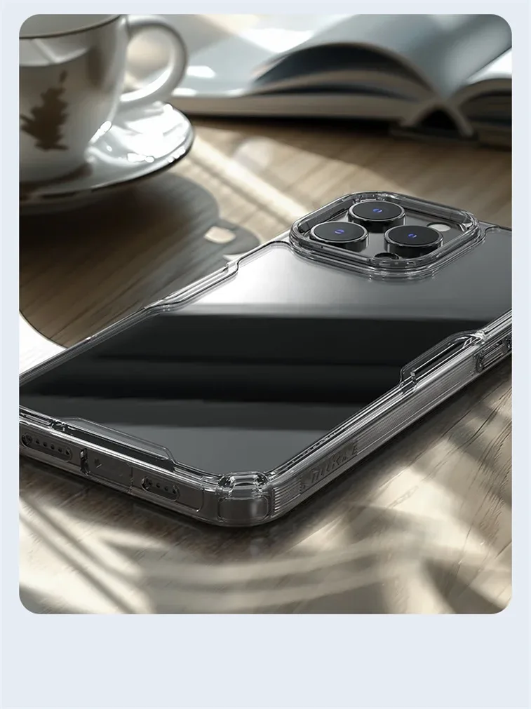 Nillkin For iPhone 16 Pro Max Case Nature Pro Transparent Clear Soft TPU Frame Protection Back Cover For iPhone 16 Pro / 16 Plus