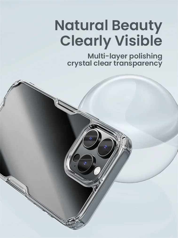 Nillkin For iPhone 16 Pro Max Case Nature Pro Transparent Clear Soft TPU Frame Protection Back Cover For iPhone 16 Pro / 16 Plus