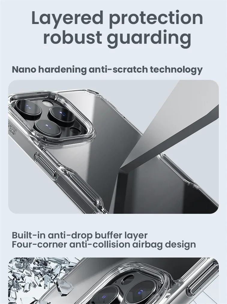 Nillkin For iPhone 16 Pro Max Case Nature Pro Transparent Clear Soft TPU Frame Protection Back Cover For iPhone 16 Pro / 16 Plus