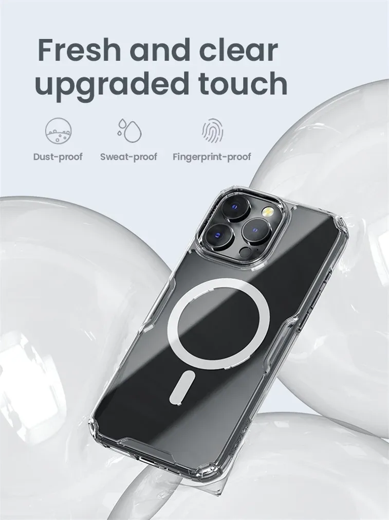 Nillkin For iPhone 16 Pro /Pro Max MagSafe Magnetic Case Nature Pro Transparent Soft TPU Frame Clear Cover For iPhone 16 / Plus