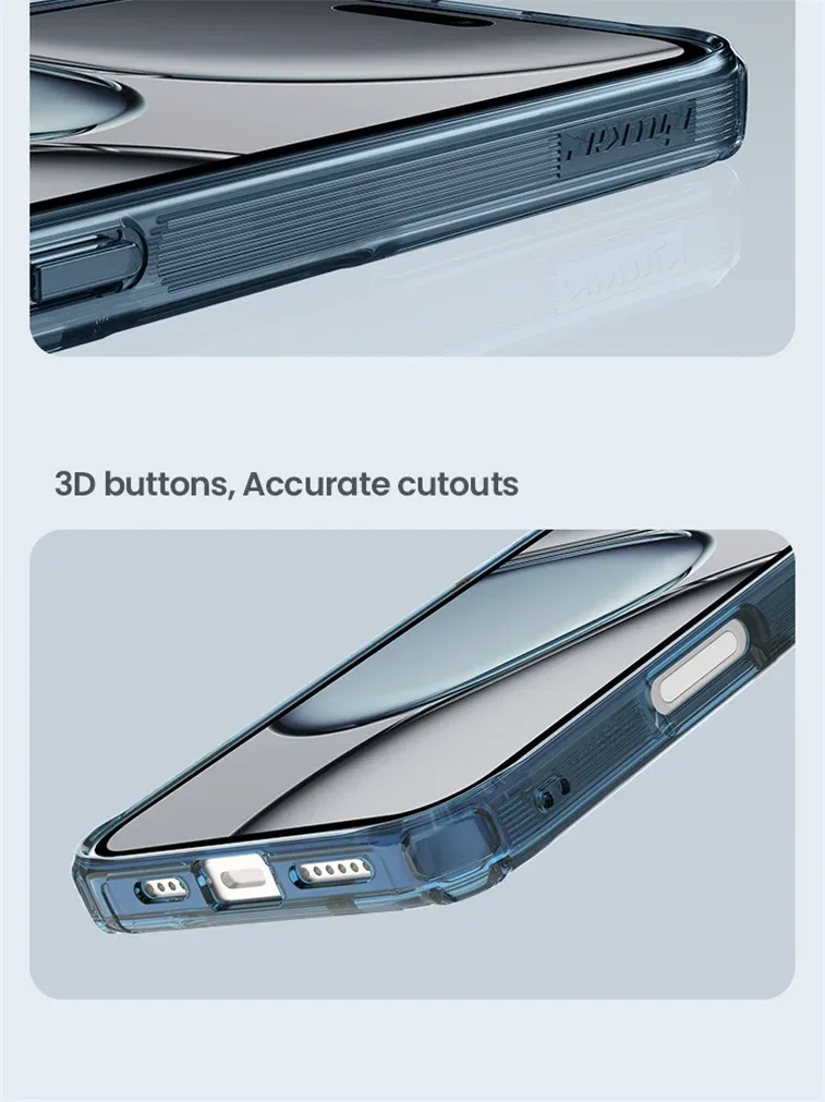Nillkin For iPhone 16 Pro /Pro Max MagSafe Magnetic Case Nature Pro Transparent Soft TPU Frame Clear Cover For iPhone 16 / Plus